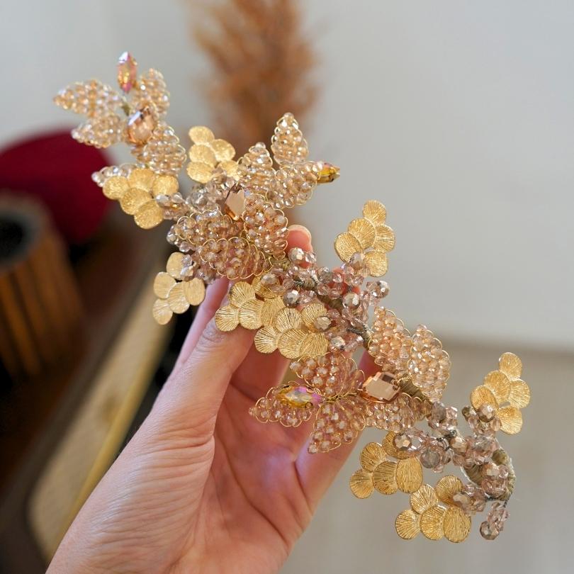 Broche de cheveux décoratif de mariage en or, peigne à cheveux en cristal et en  - artisanat Tunisien fait main | ILEYCOM