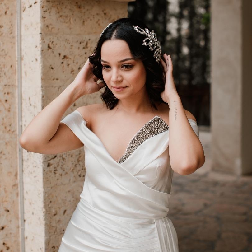 Broche de cheveux de mariée en strass, Pièce de cheveux de mariage, Halo de chev - artisanat Tunisien fait main | ILEYCOM