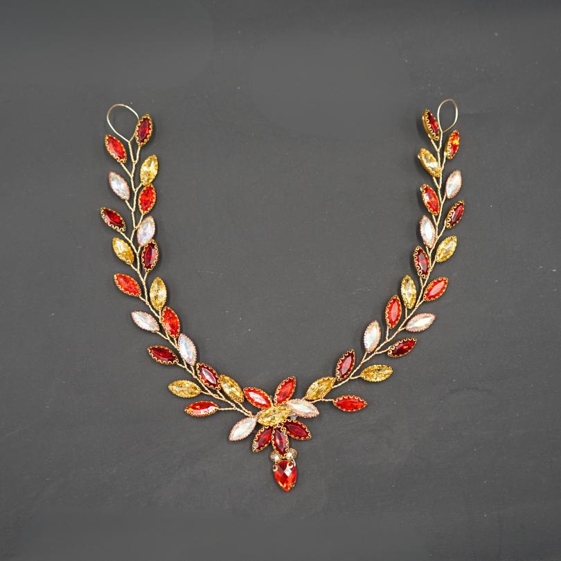 Broche de cheveux mariage, peigne à cheveux en perles rouge , accessoire de chev - artisanat Tunisien fait main | ILEYCOM