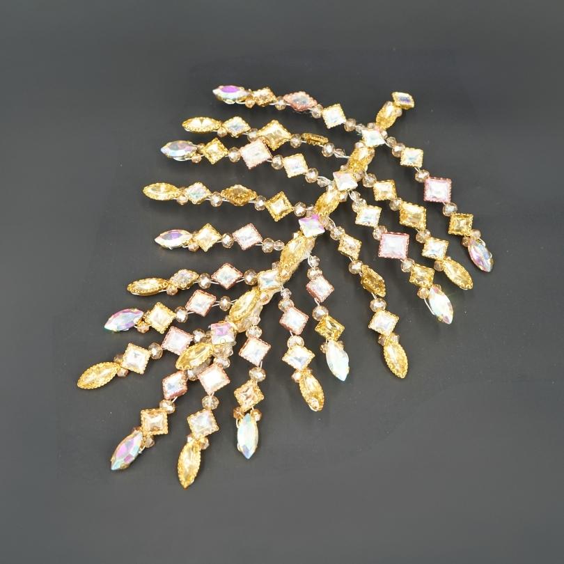 Broche dorée en perle, et cristal de mariage vigne de cheveux de mariée, pièce d - artisanat Tunisien fait main | ILEYCOM