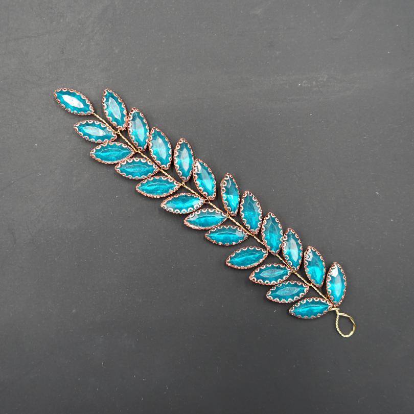 Broche en cristal bleu, Vigne de cheveux mariage bleu, bijoux de cheveux bleu, p - artisanat Tunisien fait main | ILEYCOM