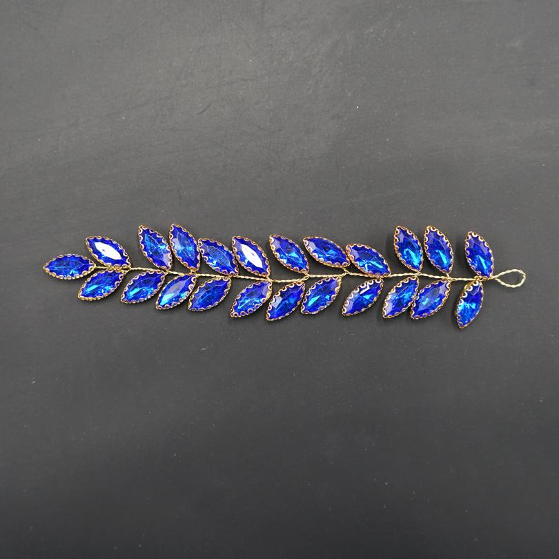 Broche en cristal bleu, Vigne de cheveux mariage bleu, bijoux de cheveux bleu, p - artisanat Tunisien fait main | ILEYCOM