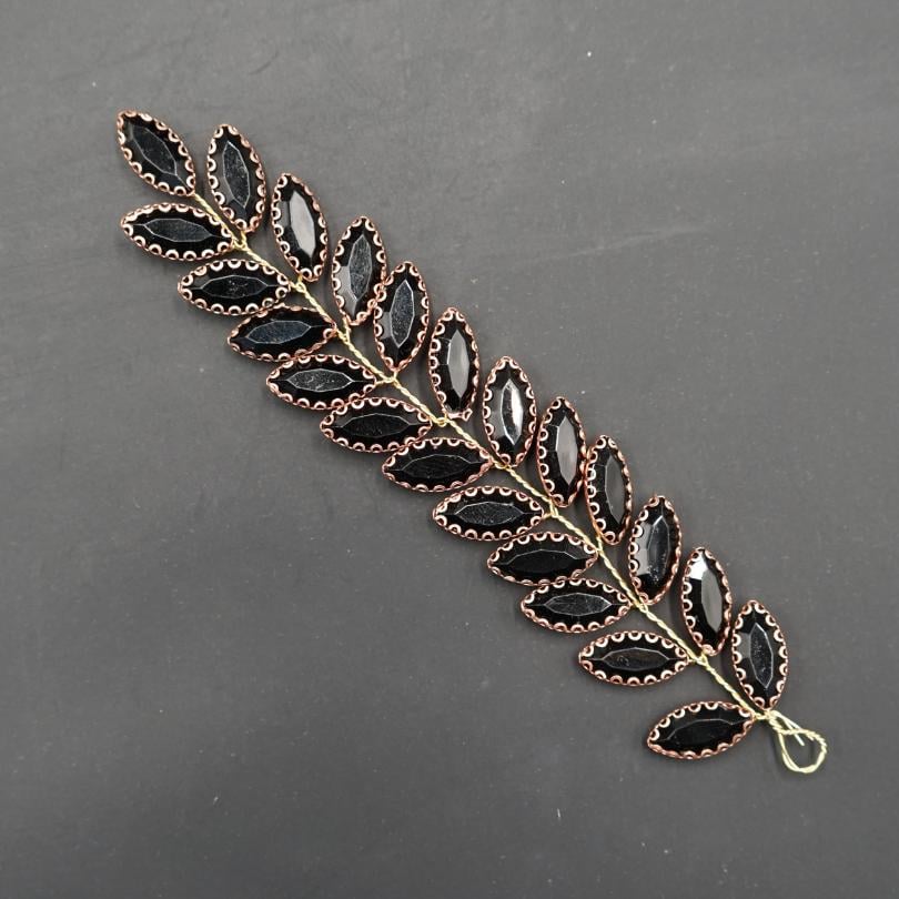 Broche en cristal noir , Vigne de cheveux mariage noir , bijoux de cheveux noir  - artisanat Tunisien fait main | ILEYCOM