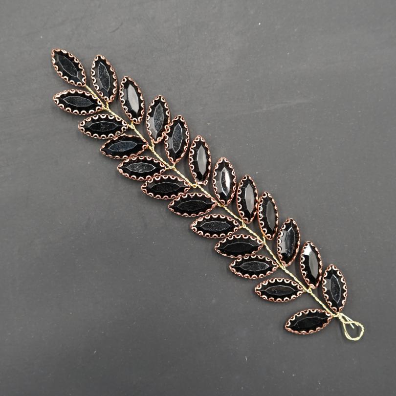 Broche en cristal noir , Vigne de cheveux mariage noir , bijoux de cheveux noir  - artisanat Tunisien fait main | ILEYCOM