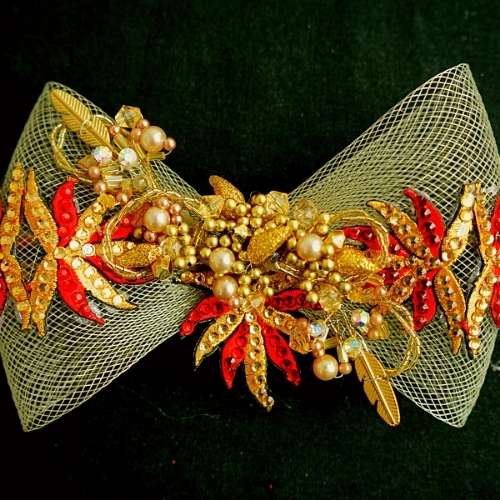 Broche rouge/doré, modèle papillon - artisanat Tunisien fait main | ILEYCOM