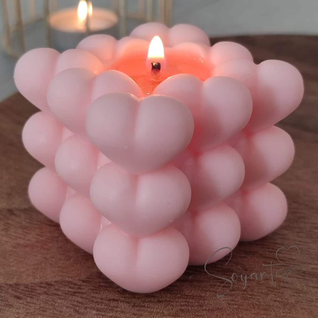 Bubble heart candle - artisanat Tunisien fait main | ILEYCOM