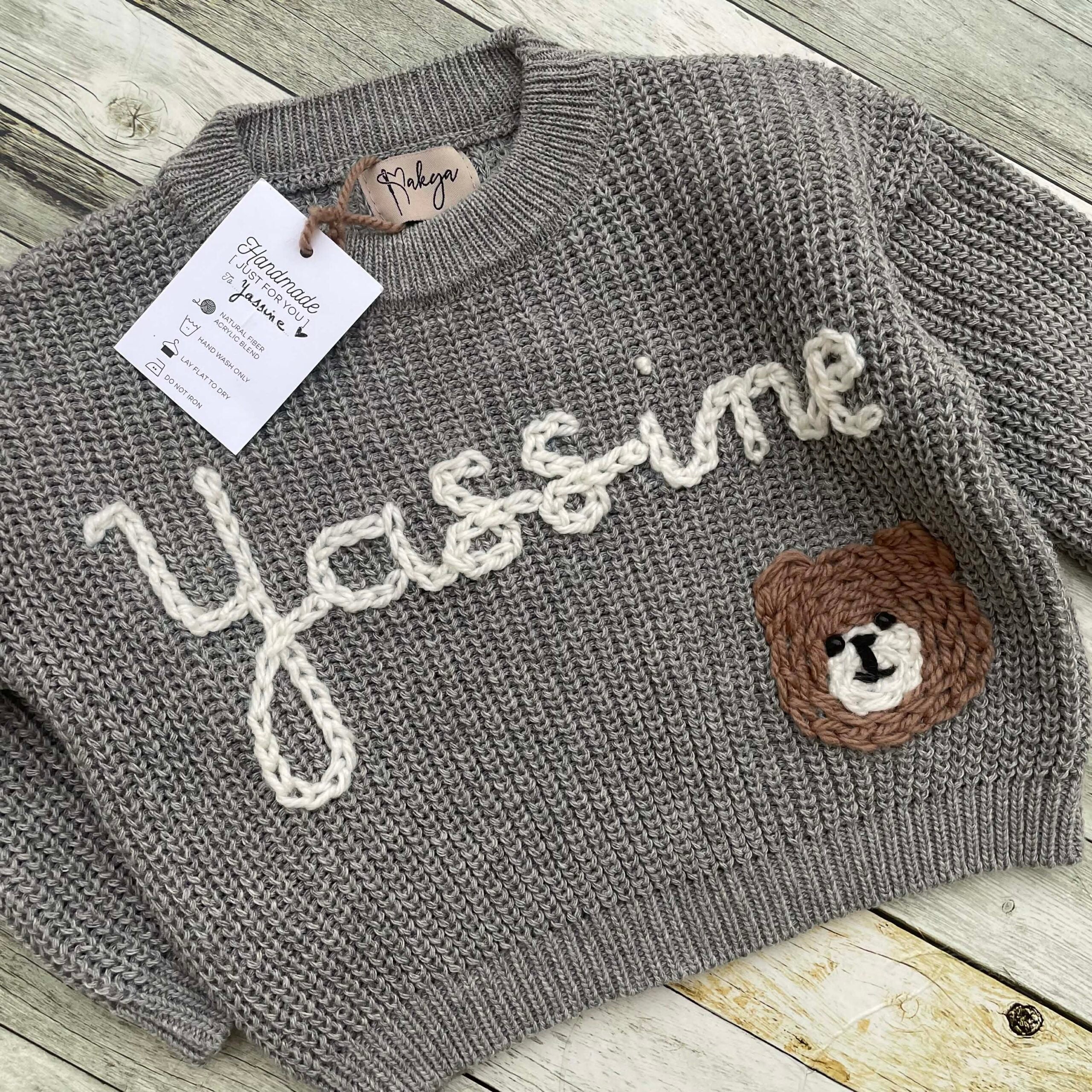 pull enfant personnalisé gris exclusif avec prénom tendance