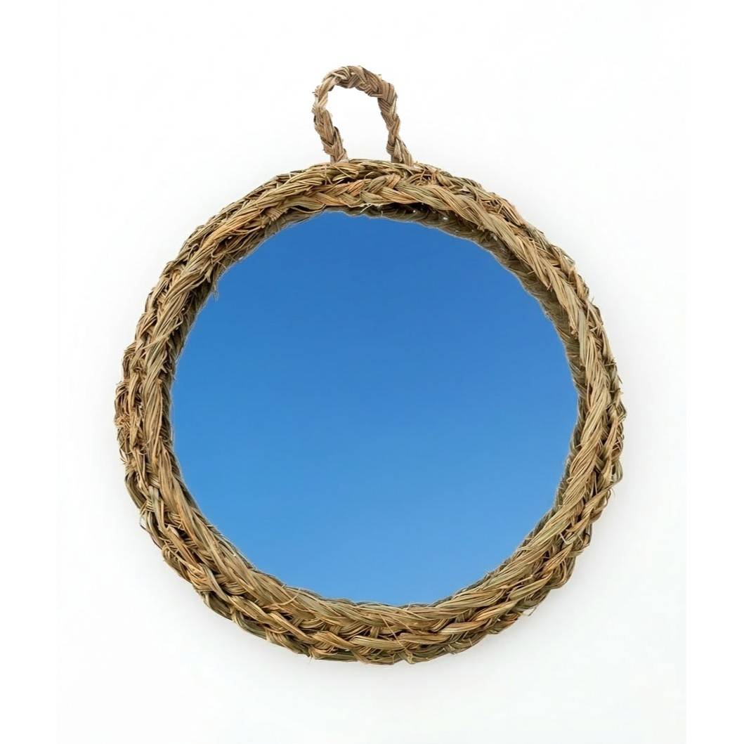 Miroir en halfa fait à la main diamètre 30 cm