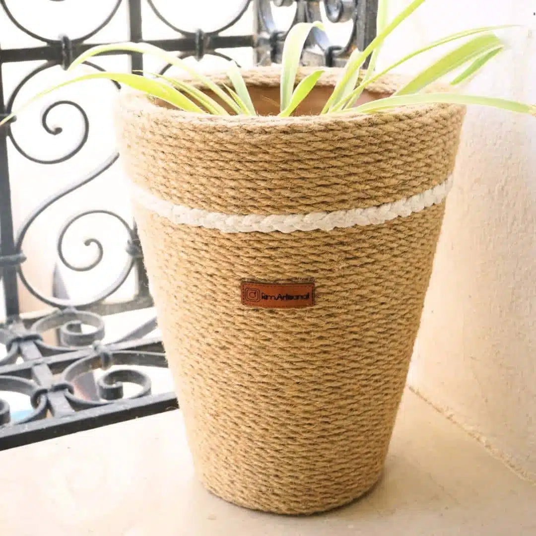 Cache pot en corde de jute, en fibre naturelle 100% fait-main
