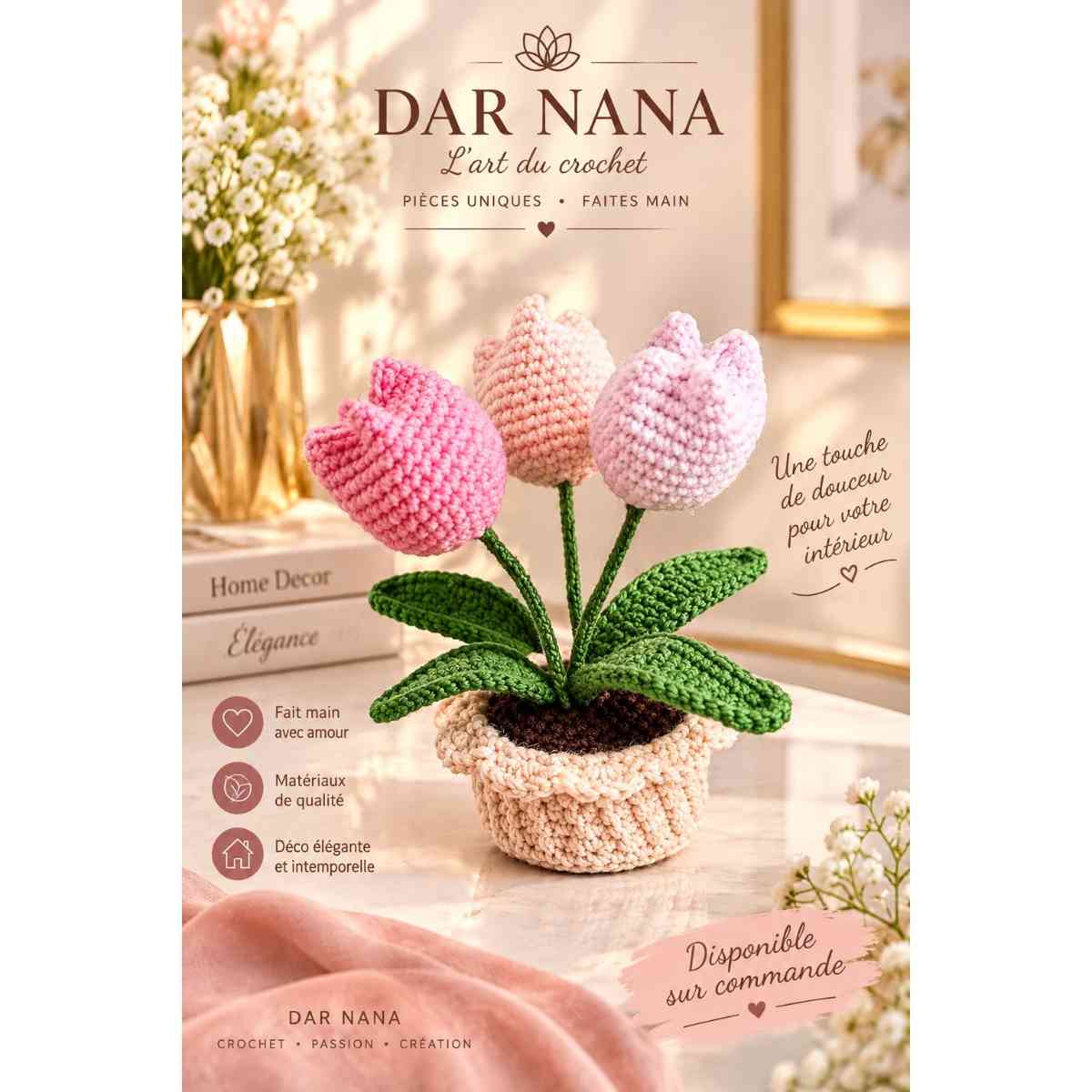 Fleurs en crochet artisanales pour une décoration unique et élégante
