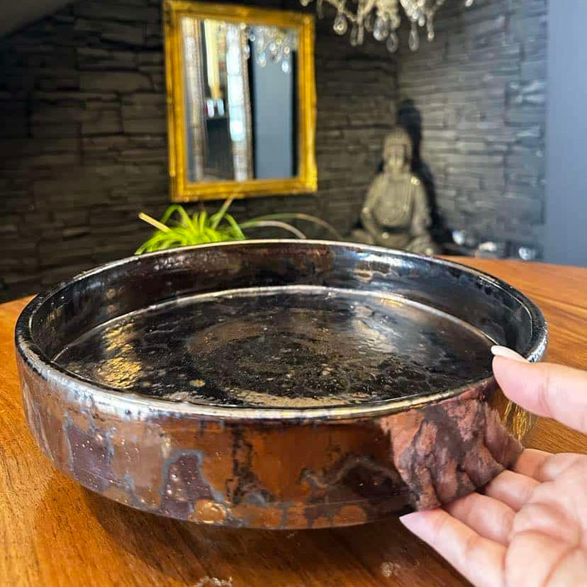 Centre de table Hasdrubal en céramique, émaillage bronze - artisanat Tunisien fait main | ILEYCOM