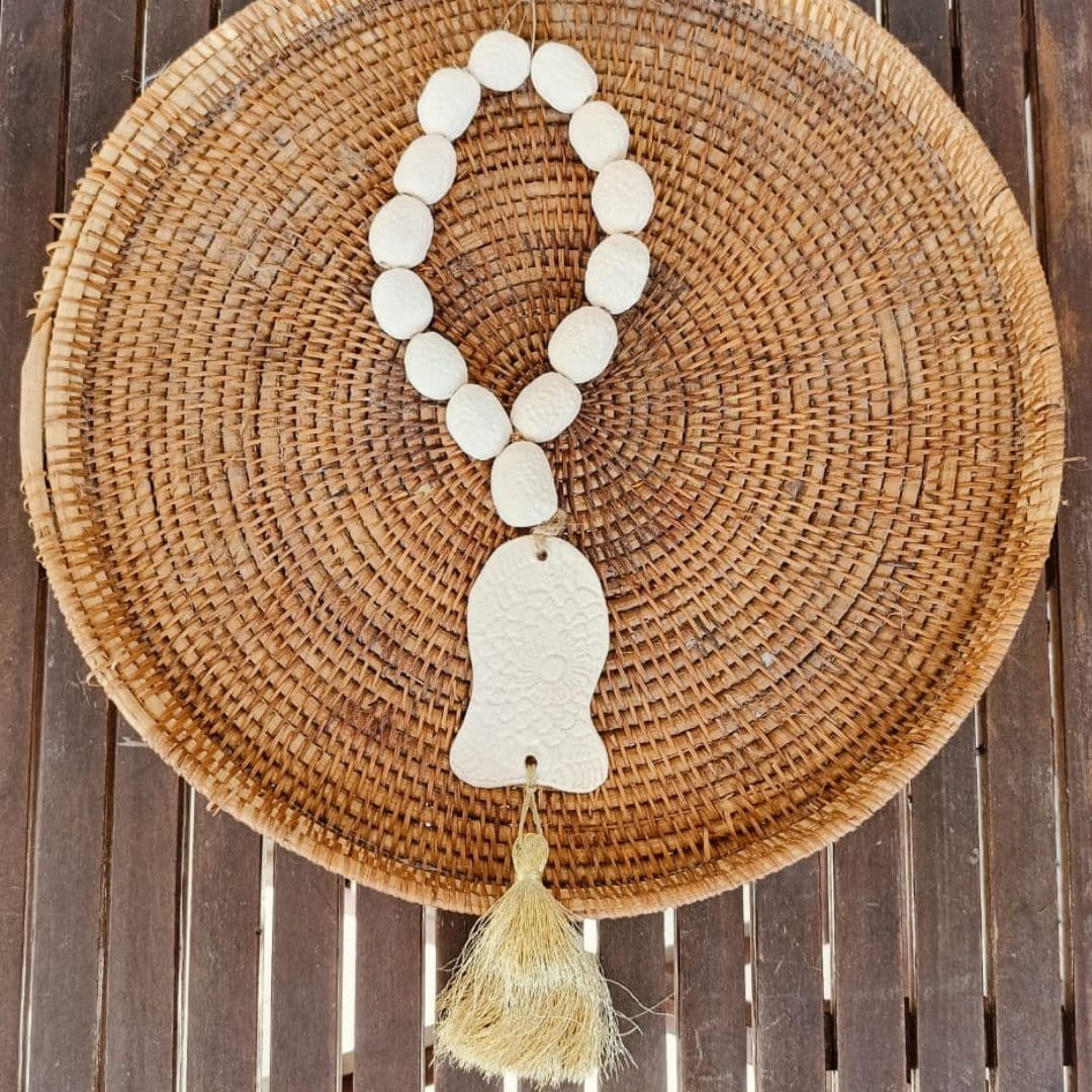 Chapelet poisson avec ponpon-doré - artisanat Tunisien fait main | ILEYCOM