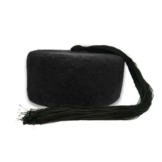 Chéchia Tunisienne Noire Avec Pompon En Laine