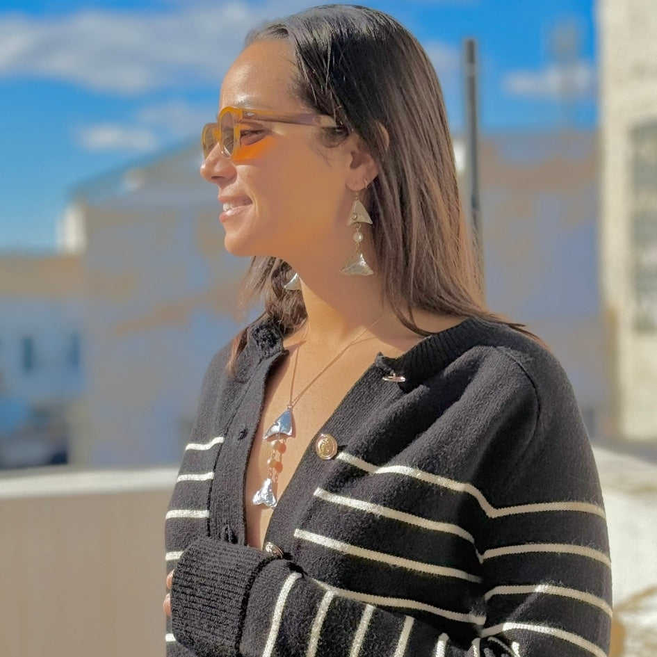 Collier en argent 850 avec pendentif poisson et perle - artisanat Tunisien fait main | ILEYCOM