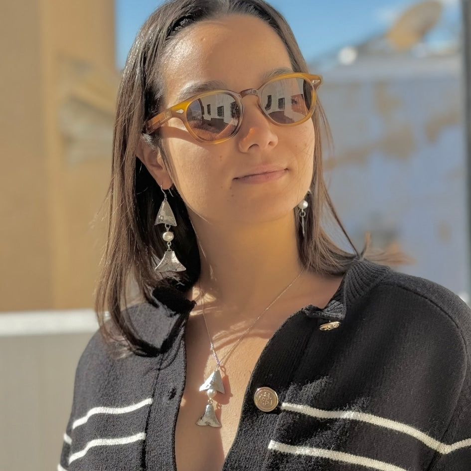 Collier en argent 850 avec pendentif poisson et perle - artisanat Tunisien fait main | ILEYCOM