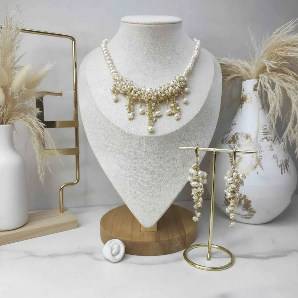Collier perles en argent or 24 carats luxe et élégance intemporelle