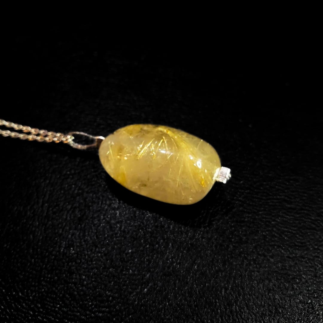 Collier quartz rutilé en argent (45 cm) - artisanat Tunisien fait main | ILEYCOM