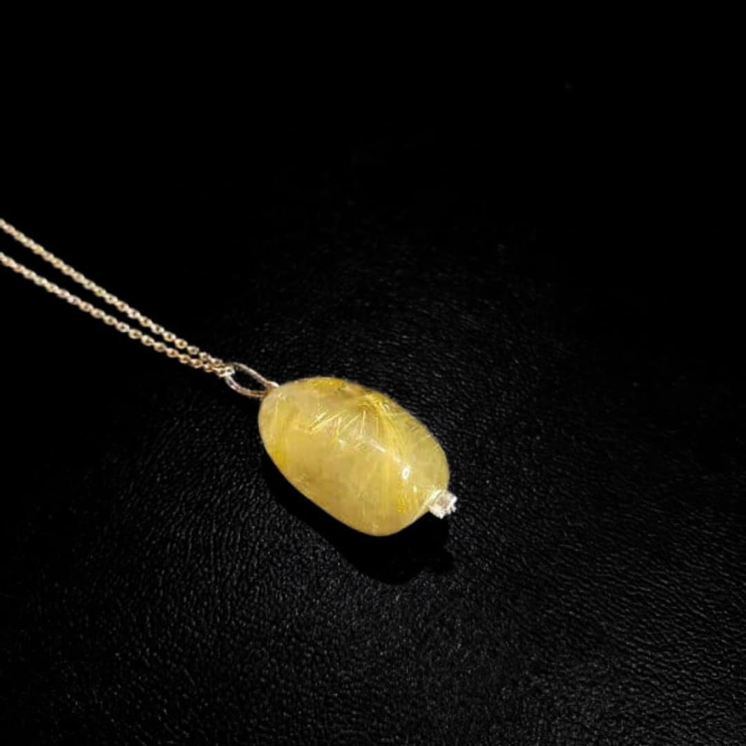 Collier quartz rutilé en argent (45 cm) - artisanat Tunisien fait main | ILEYCOM