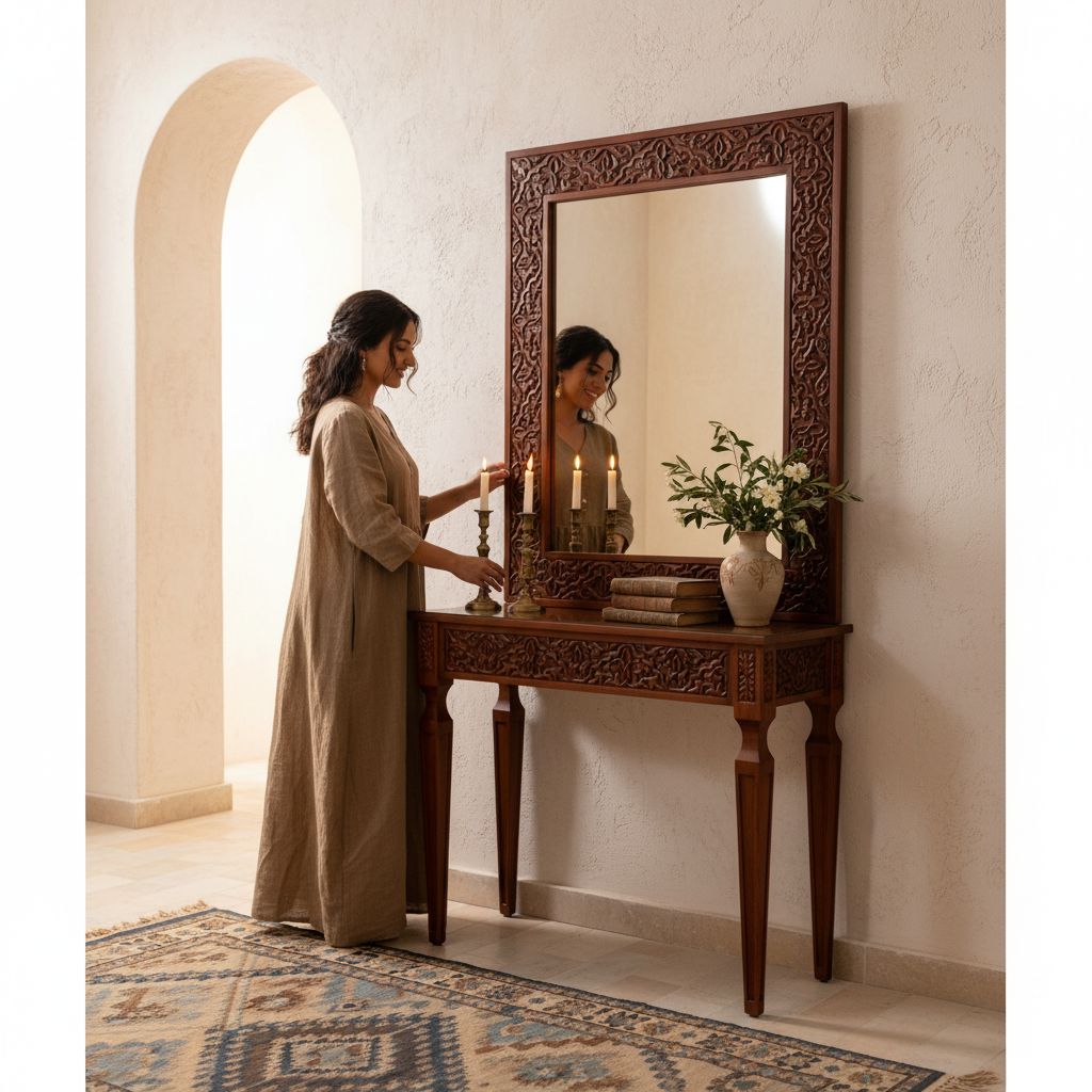 Console en bois sculpté unique pour un intérieur élégant 210 x 105 x 37 cm