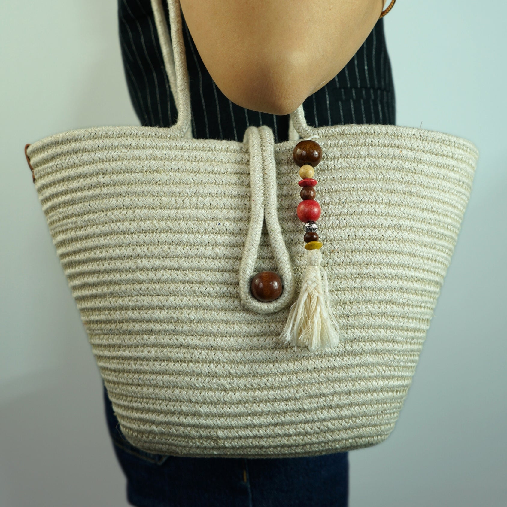 Couffin en macramé blanc : Élégance et confort irrésistibles - artisanat Tunisien fait main | ILEYCOM