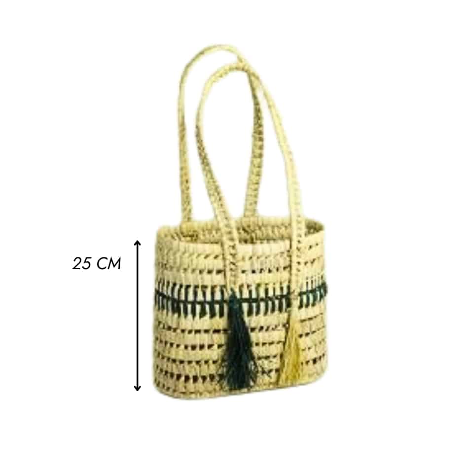 Couffin en Paille avec Motif Bleu Fait Main - artisanat Tunisien fait main | ILEYCOM