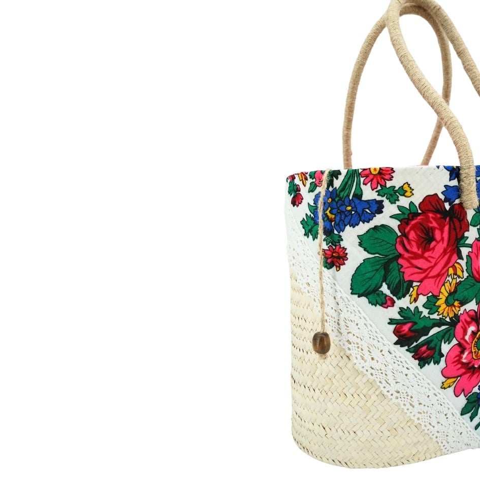 couffin traditionnelle revisité avec détails en foulard tunisienne vintage avec  - artisanat Tunisien fait main | ILEYCOM