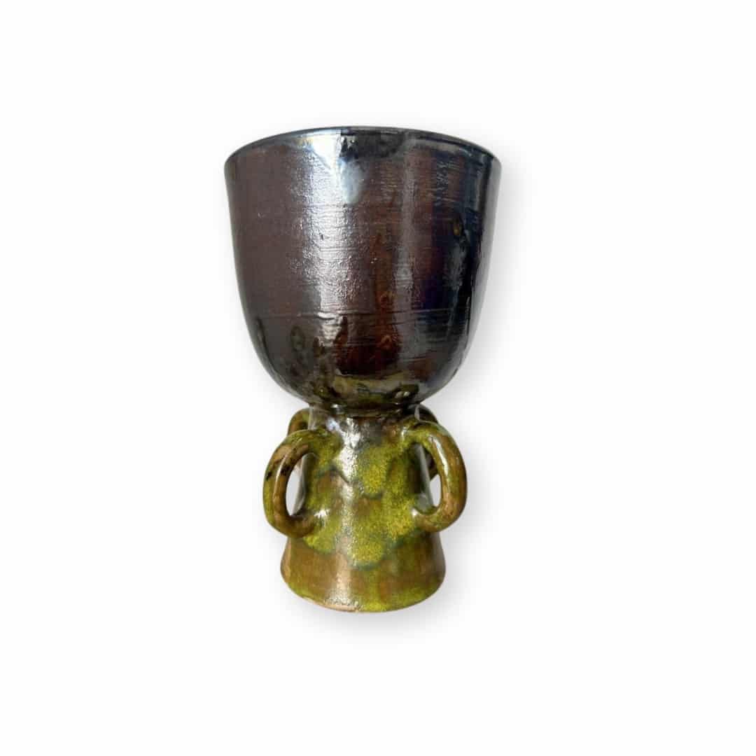 Coupe Hannon en céramique émaillé bronze (22 x 14 x 14 cm) - artisanat Tunisien fait main | ILEYCOM