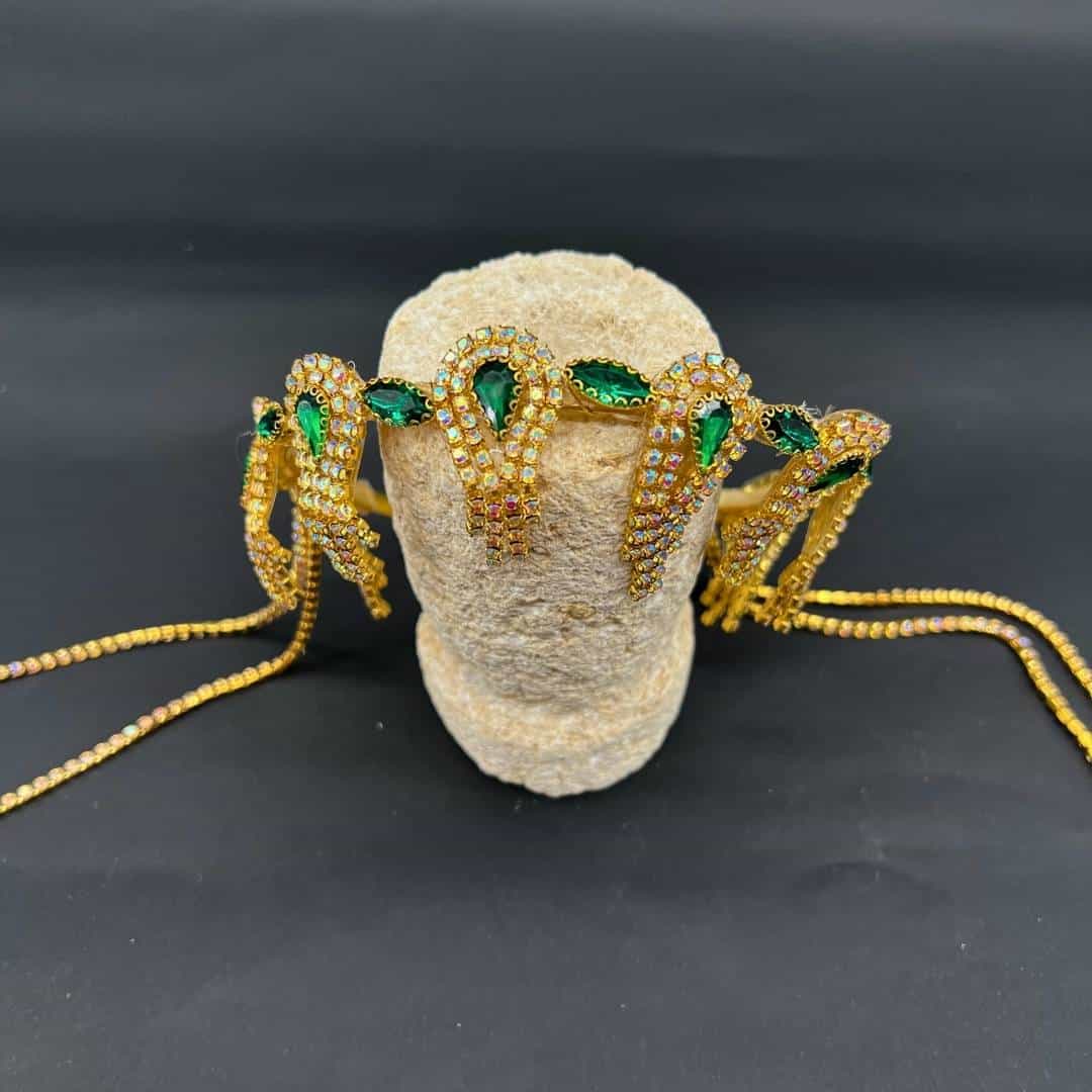 Couronne avec Des Strass et Des Diamants en Vert - artisanat Tunisien fait main | ILEYCOM