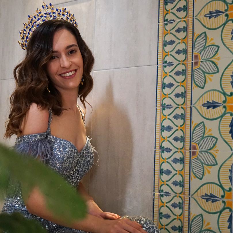 Couronne couleur bleu et dorée ,Tiare bleu, couronne bleue, couronne annulaire b - artisanat Tunisien fait main | ILEYCOM