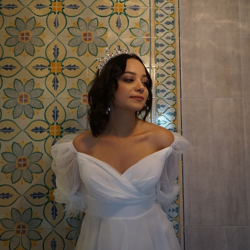 Couronne de mariage blanche, diadème de mariage nuptial, couronne nuptiale en cr - artisanat Tunisien fait main | ILEYCOM