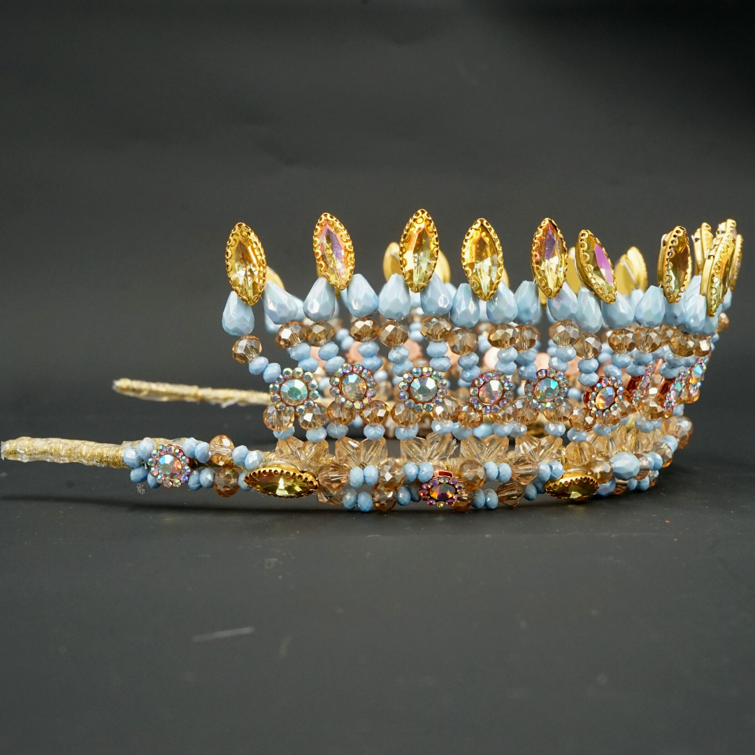 Couronne de Mariage couleur bleu, modelé reine royale - artisanat Tunisien fait main | ILEYCOM
