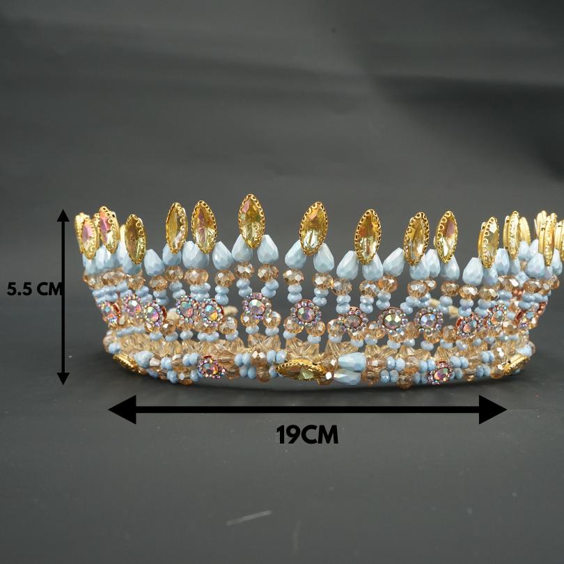 Couronne de Mariage couleur bleu, modelé reine royale - artisanat Tunisien fait main | ILEYCOM