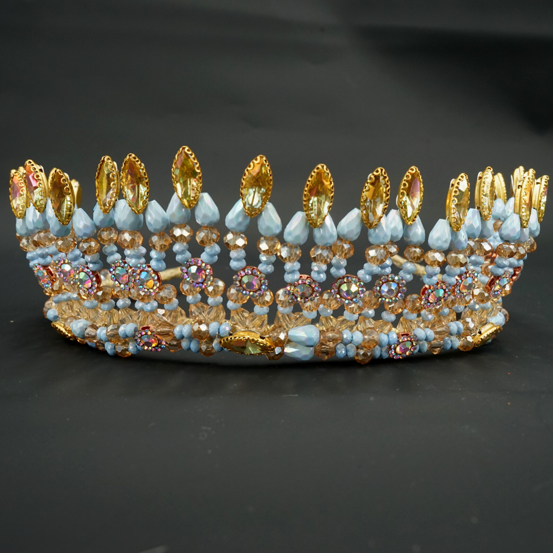 Couronne de Mariage couleur bleu, modelé reine royale - artisanat Tunisien fait main | ILEYCOM