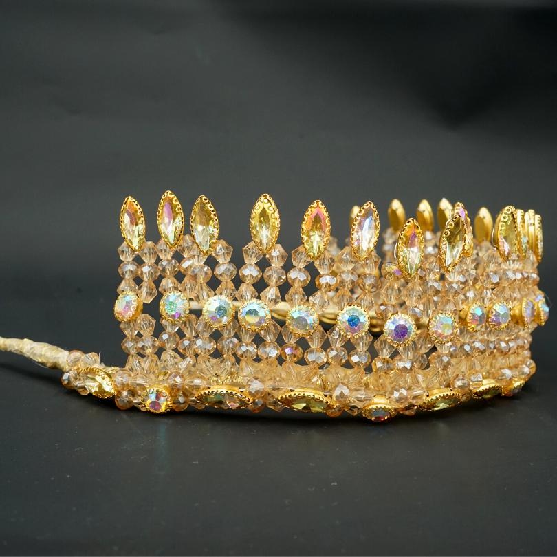 Couronne de Mariage couleur d'orée, modelé reine royale - artisanat Tunisien fait main | ILEYCOM