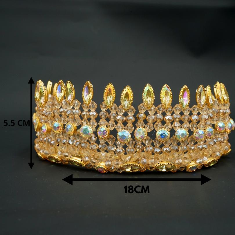 Couronne de Mariage couleur d'orée, modelé reine royale - artisanat Tunisien fait main | ILEYCOM