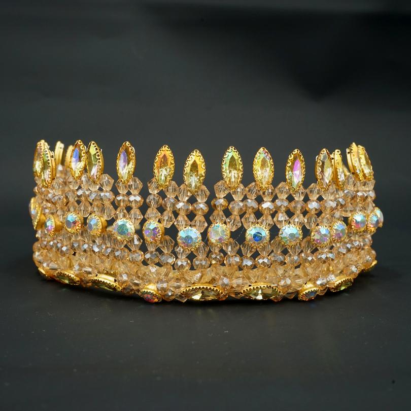 Couronne de Mariage couleur d'orée, modelé reine royale - artisanat Tunisien fait main | ILEYCOM