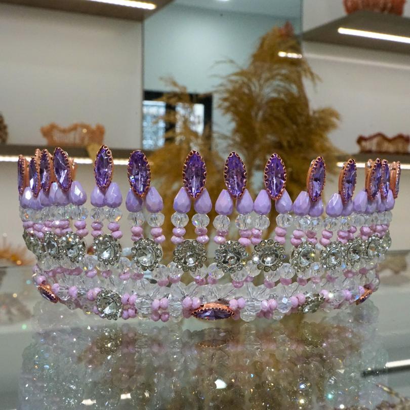 Couronne de Mariage couleur violet, modelé reine royale - artisanat Tunisien fait main | ILEYCOM