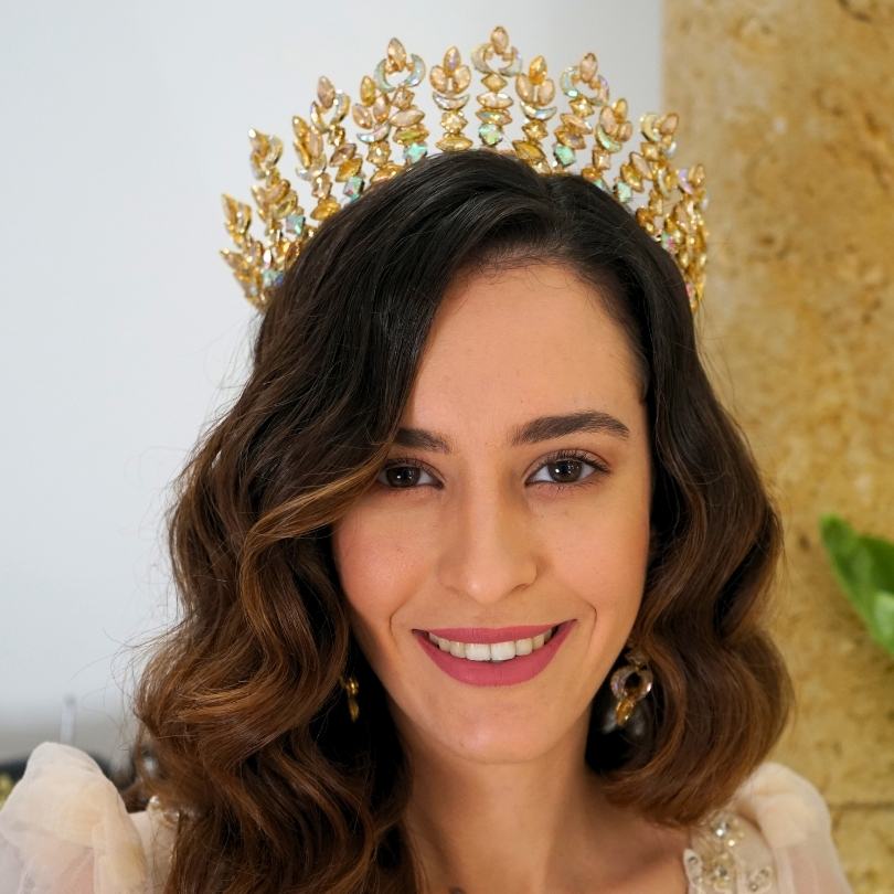 Couronne de mariage dorée, Couronne de diadème en cristal baroque, diadème de ma - artisanat Tunisien fait main | ILEYCOM