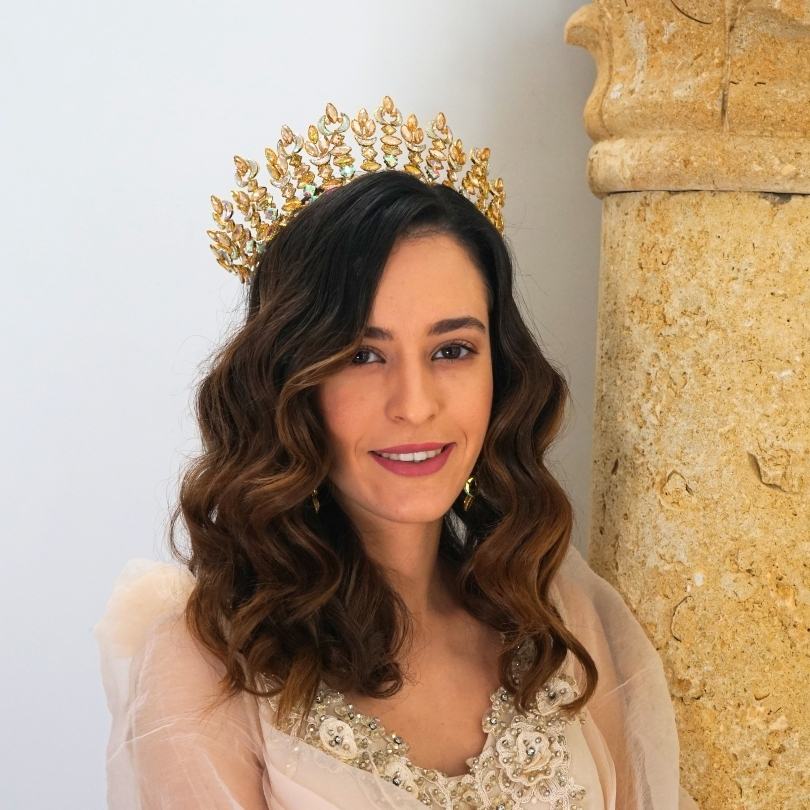 Couronne de mariage dorée, Couronne de diadème en cristal baroque, diadème de ma - artisanat Tunisien fait main | ILEYCOM