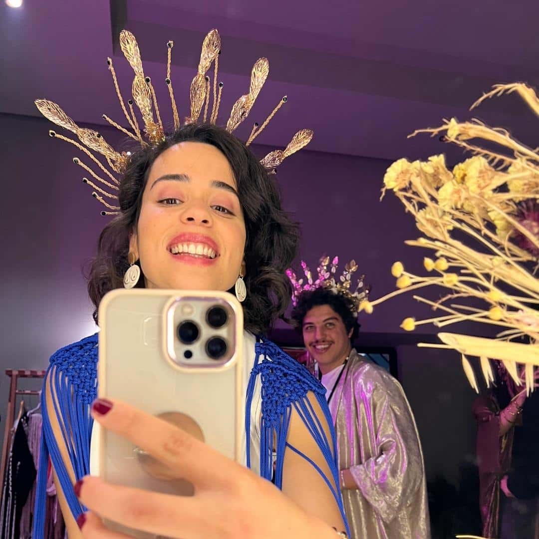 Couronne Soleil dorée avec des diamants rouges - artisanat Tunisien fait main | ILEYCOM