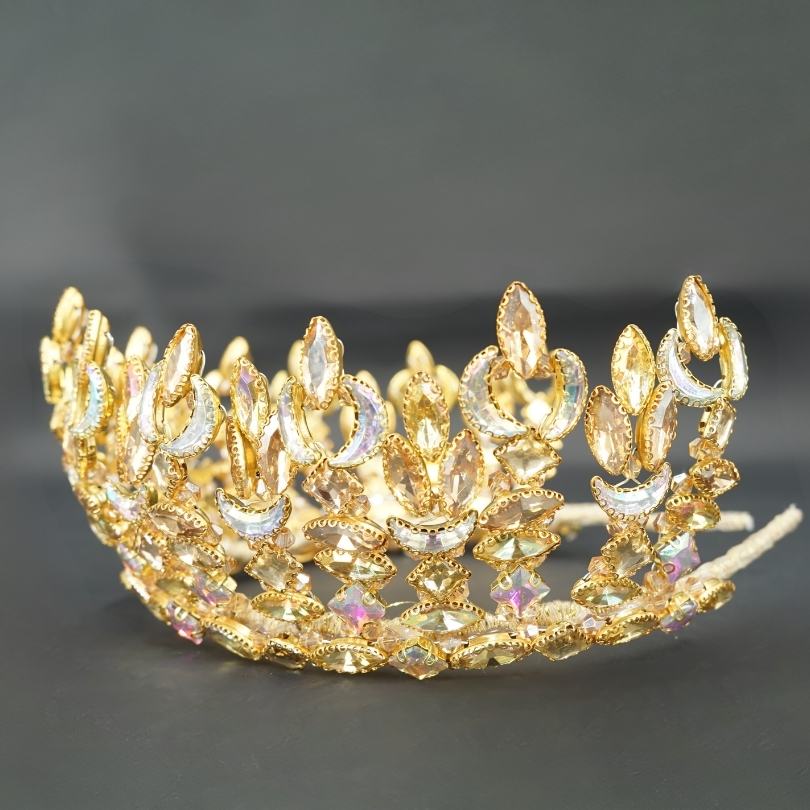 Couronne de mariage dorée, Couronne de diadème en cristal baroque, diadème de mariage couronne nuptiale, diadème de fille de fleur, diadème prisme, diadème pour femmes, diadème dorée, couronne de reine