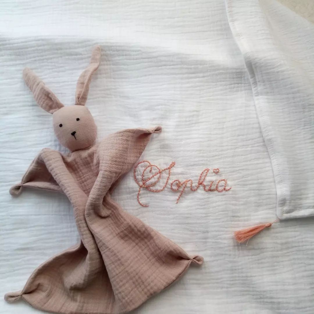 Couverture d’été pour bébé personnalisée en double gaze de coton - artisanat Tunisien fait main | ILEYCOM