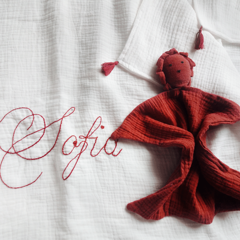 Couverture d’été pour bébé personnalisée en double gaze de coton - artisanat Tunisien fait main | ILEYCOM
