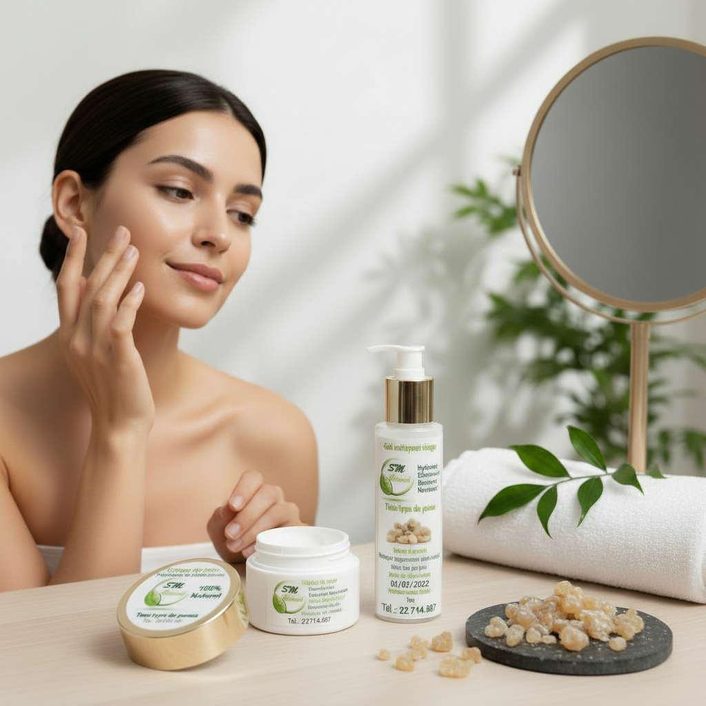 Crème &amp; Gel Visage Oliban Naturel - Hydratation Éclatante