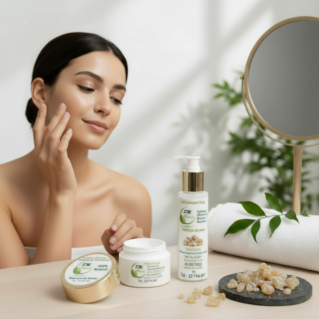 Crème &amp; Gel Visage Oliban Naturel - Hydratation Éclatante