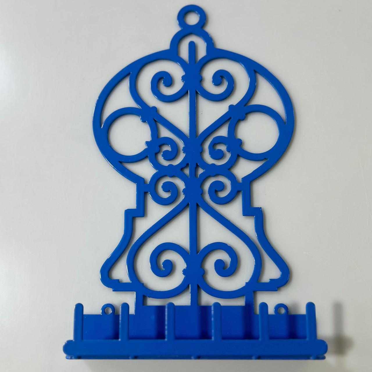 Porte-clés mural en métal bleu