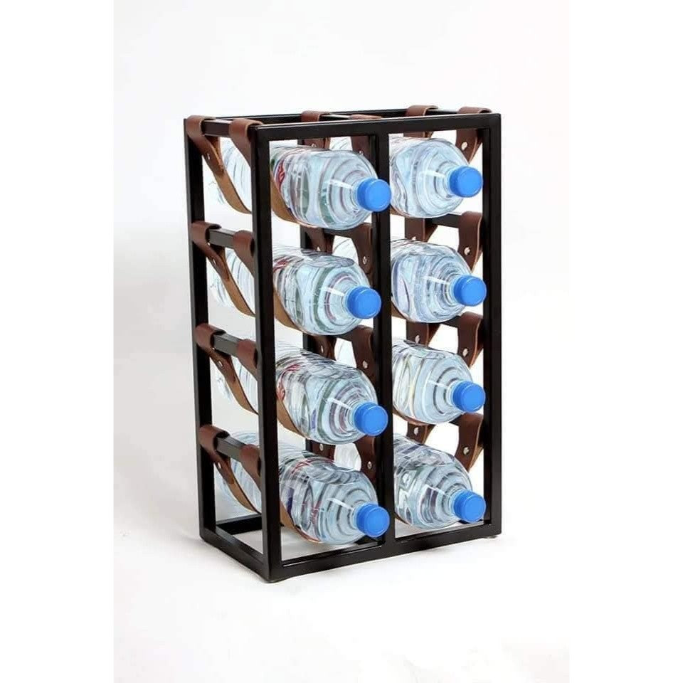 Casier à Bouteilles Métallique 8 Bouteilles Cuir - Style Moderne