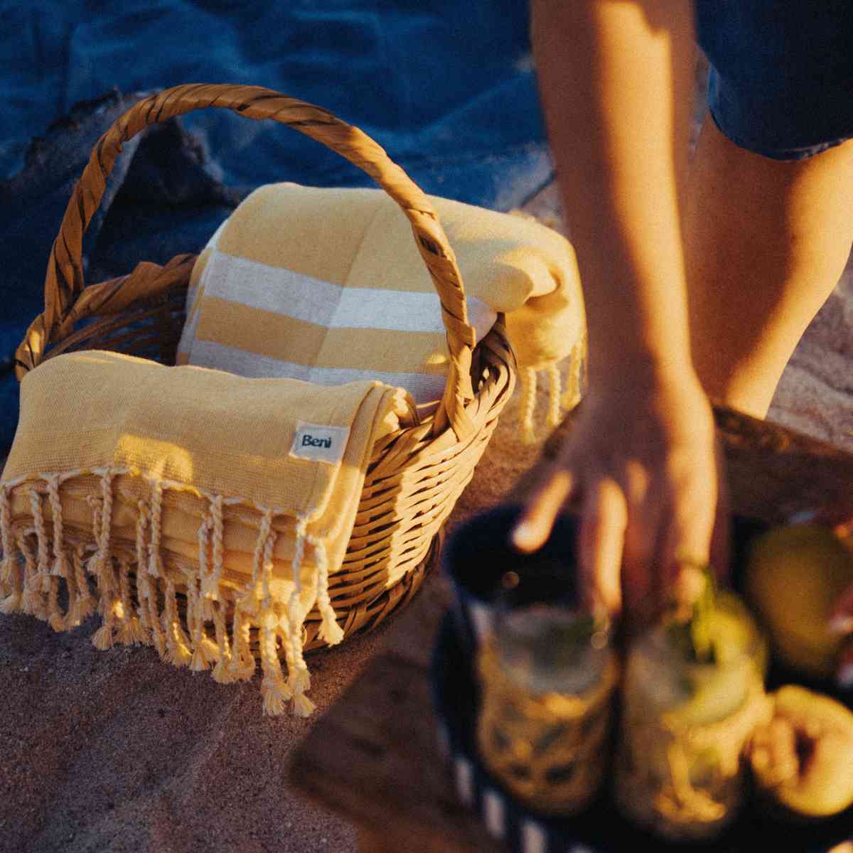 Fouta éponge rayée jaune