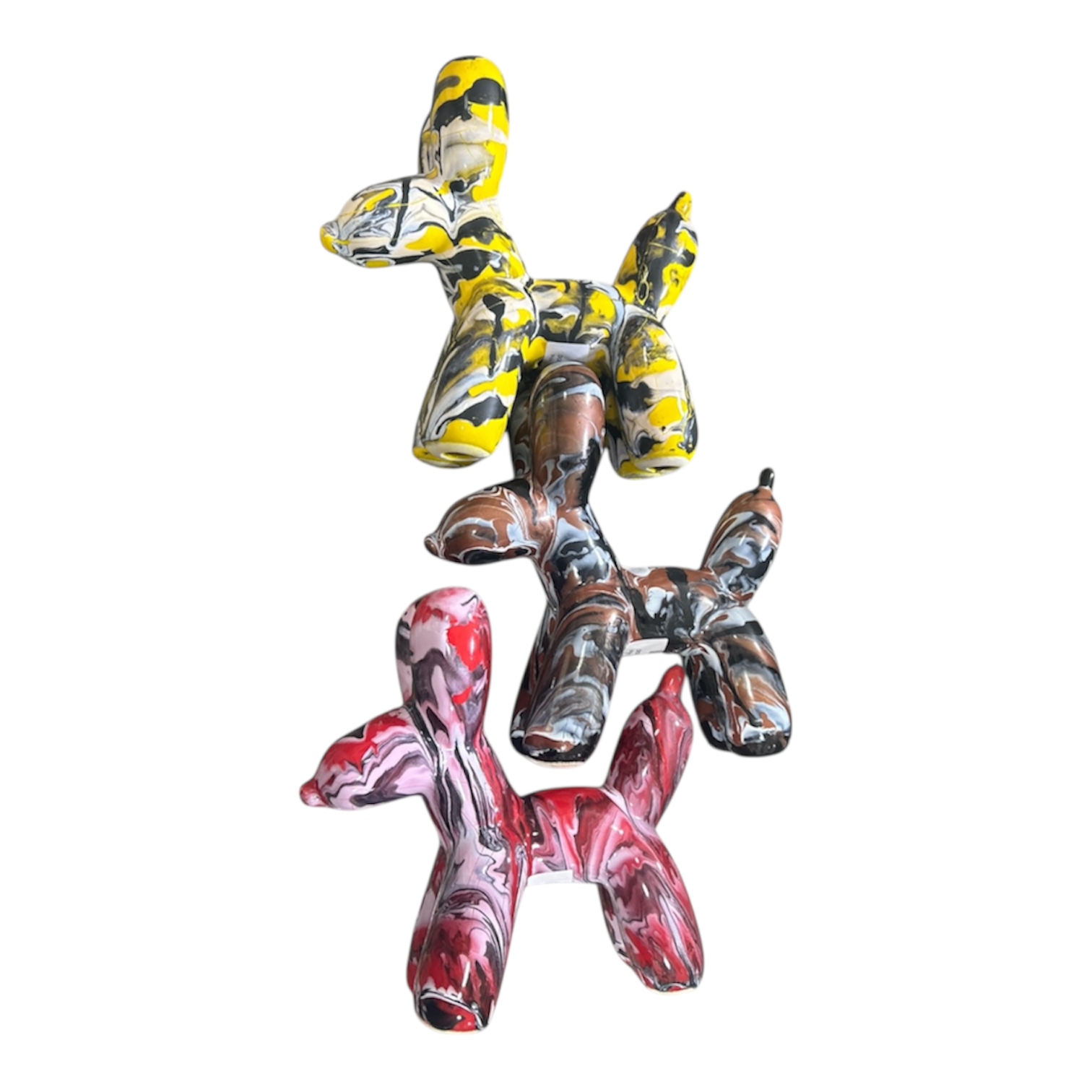 Sculpture Dog Design en Céramique – Édition Artistique Rouge, Noir & Blanc (12 cm)