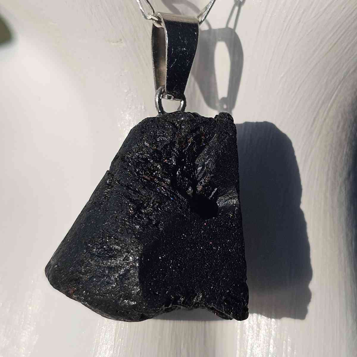 collier argent 925 élégant avec pendentif tourmaline noire naturelle